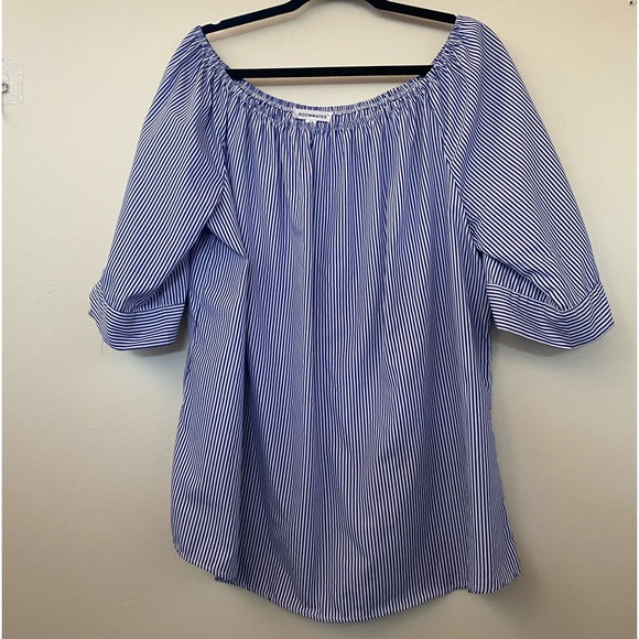 Roommates striped off the shoulder cinched neckline blouse - Picture 1 of 3